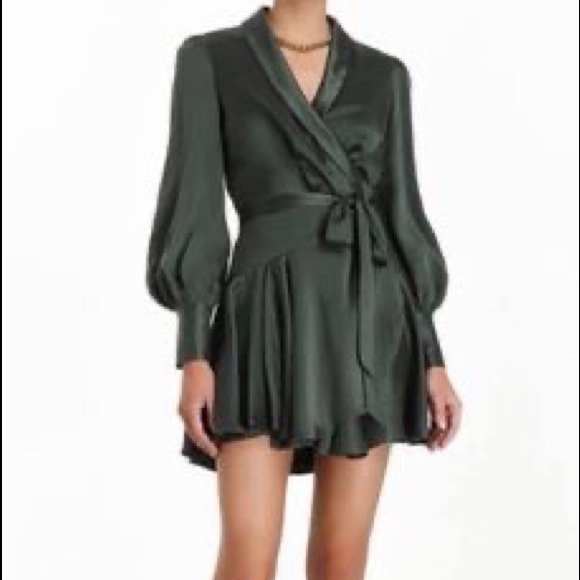 Zimmermann Dresses & Skirts - Zimmermann Espionage Wrap Mini Dress in Hunter Green size 2
